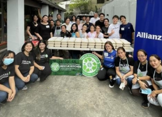 Allianz Volunteers and Kids Join Food Rescue Kitchen Activity with SOS